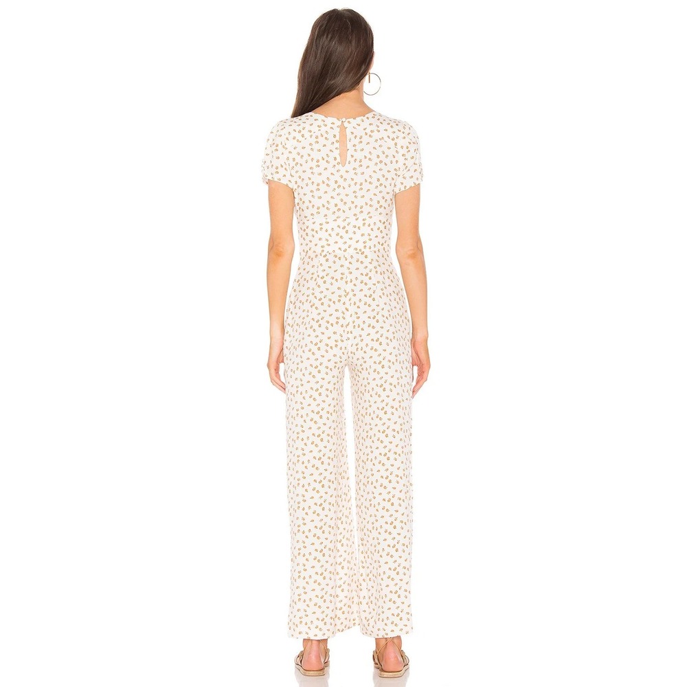 Free People Mia Short Sleeve Jumpsuit Ivory Peach Fruit Print Size 8 *Flawed - Picture 15 of 16